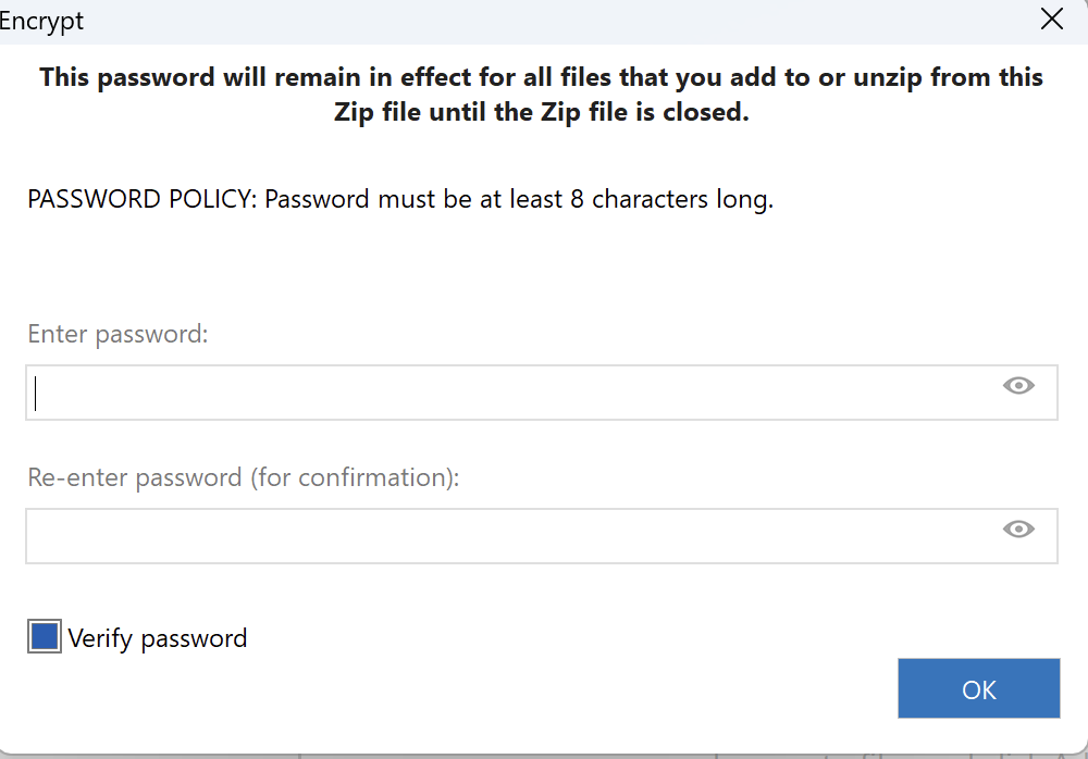 KB Corel Encrypt files in a Zip file with WinZip